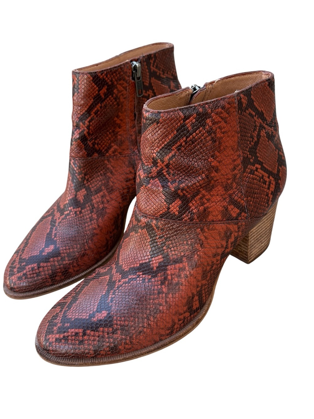 Madewell Snake Embossed Leather Ankle Boots Size 8 - Picture 4 of 16